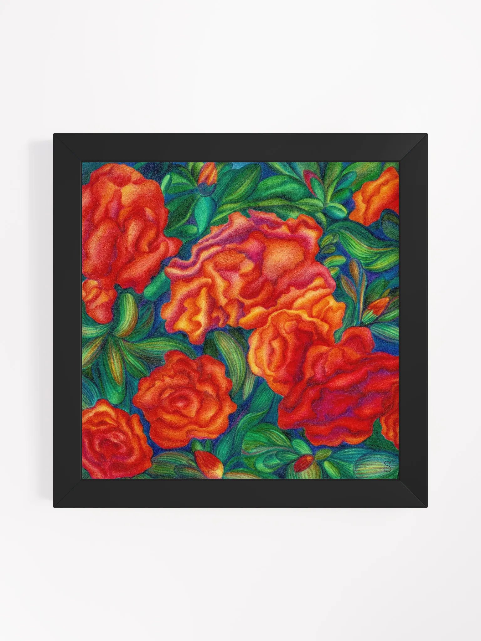 Vibrant Ayous Wood Framed Matte Poster - Red Azaleas product image (2)