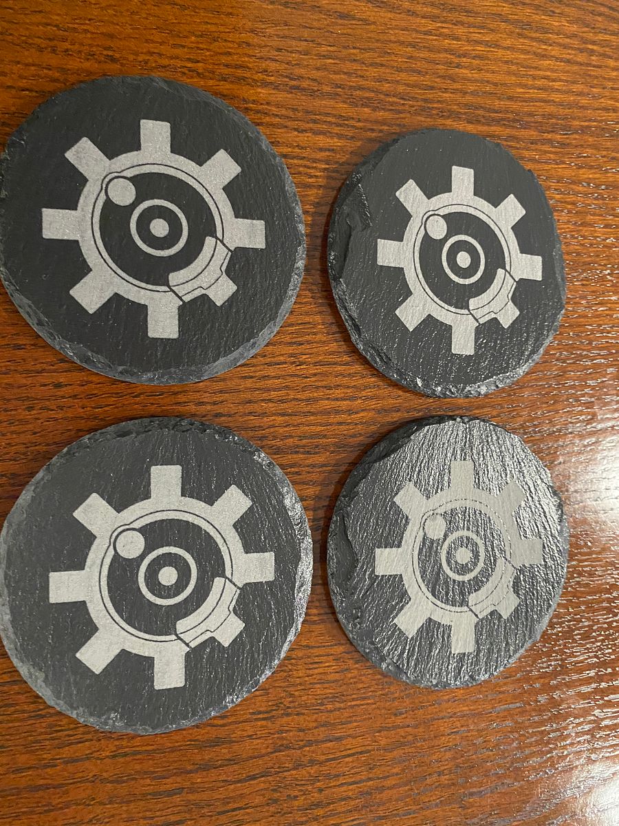 AR-15 Bolt Face logo - Slate Coasters - Set of 4 Custom Laser Engraved product image (4)