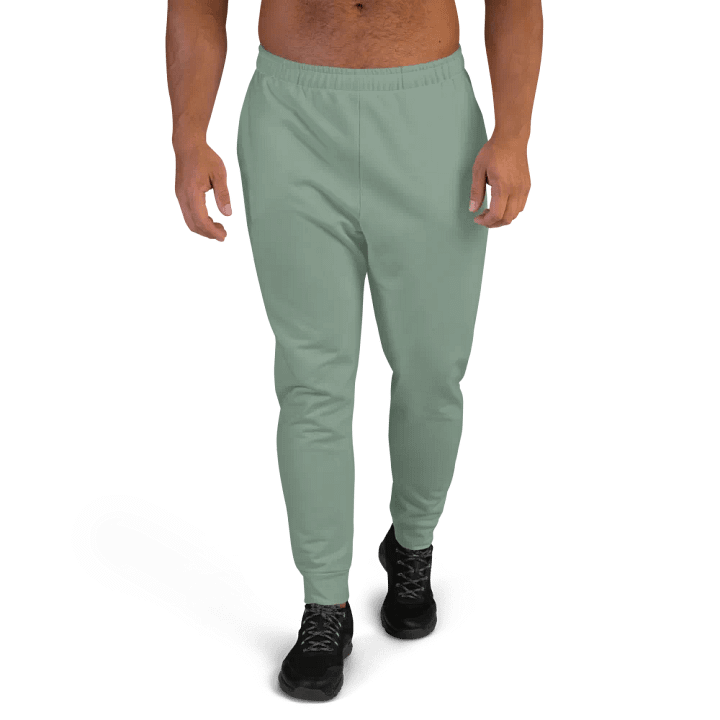 Plain Medium Sage Green Soft Summer Recycled Polyester Premium Men's Joggers by Treasure Pie product image (1)