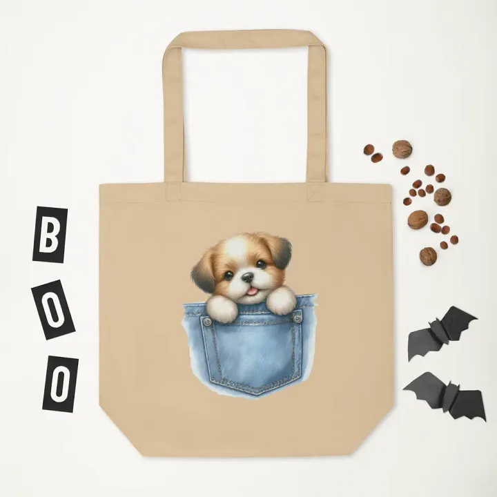 Pocket Pup Denim Tote Bag product image (2)