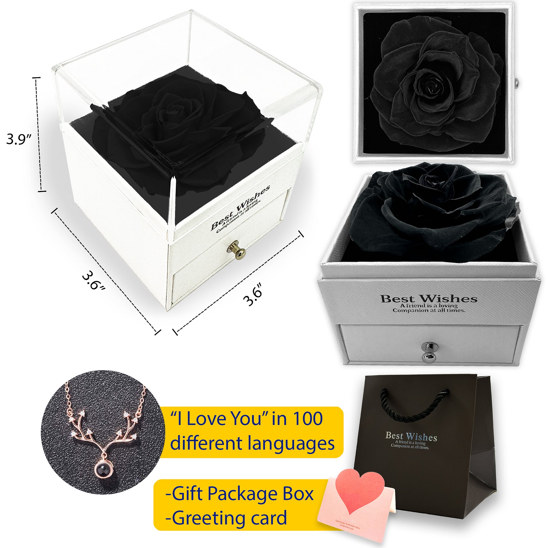 Eternal Rose Gift Box with "I Love You" Necklace – 100 Languages product image (1)