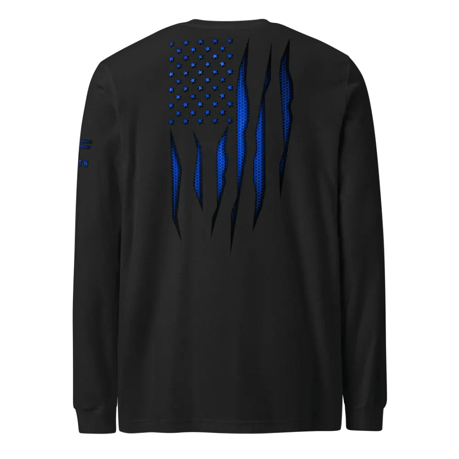 Blue Carbon Onyx American Flag Long Sleeve product image (1)