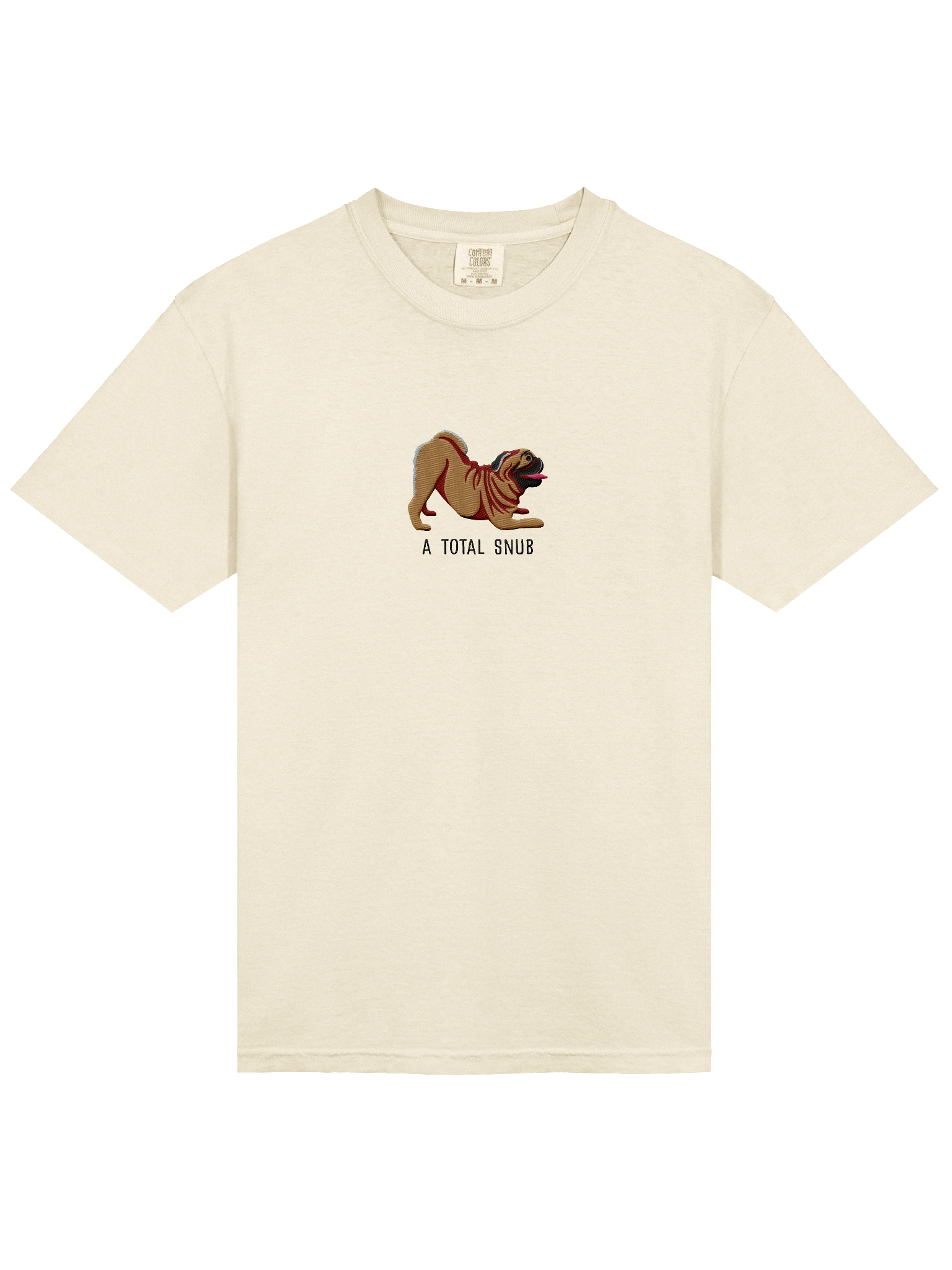 A Total Snub T-Shirt(Embroidered) of a Pug(Tan) product image (43)