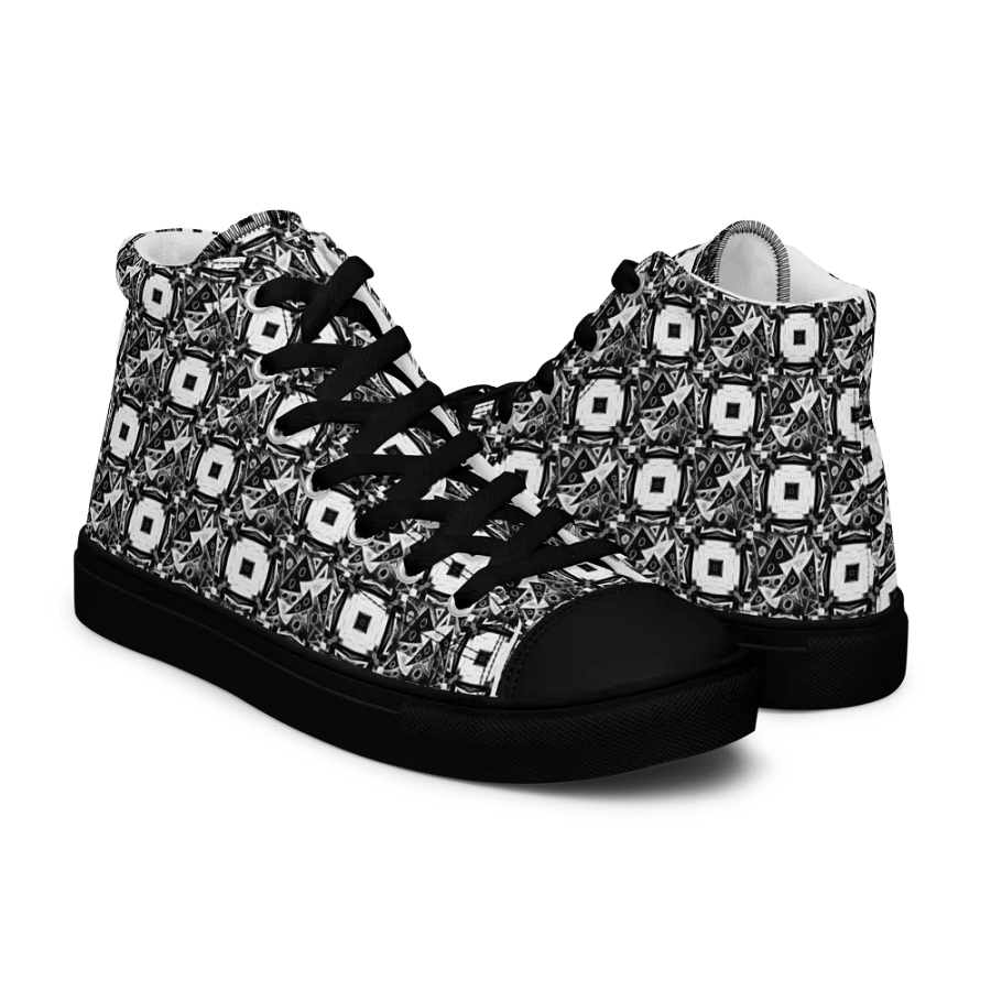 Abstract Monochrome Pattern Shapes and Squares Men's Canvas Shoe High Tops product image (10)