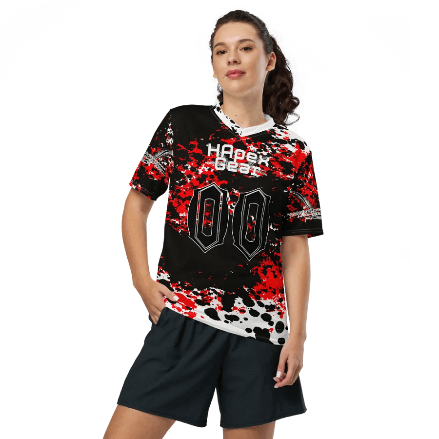 Recycled Unisex Sports Jersey - White HApex Gear Black Logo product image (7)