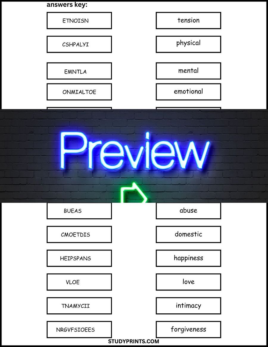 Healthy and Unhealthy Relationships Word Scramble Worksheet product image (4)