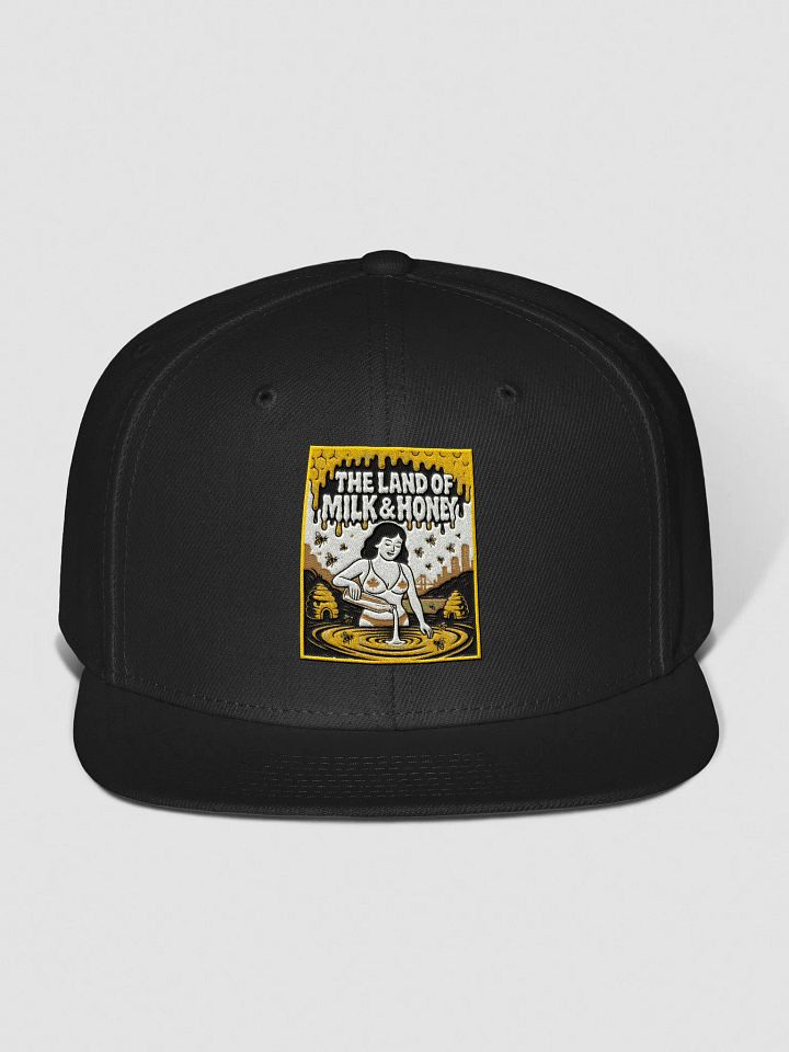 Black "THE LAND OF MILK AND HONEY" Snapback Cap product image (1)