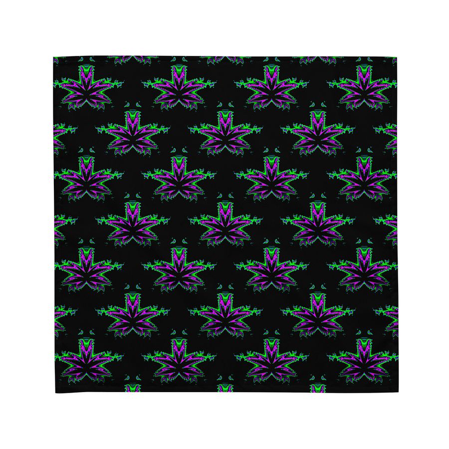 Weird Weed Twisted Budz Bandana, 420 Pot Leaf Pattern Accessory, Neon Pink Green Blue Cannabis Art product image (4)