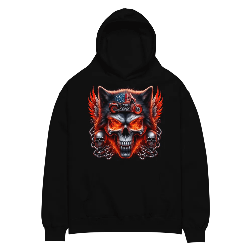 Fiery Wolf Motorcycle Oversized Hoodie #36 product image (2)