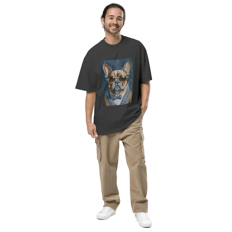 French Bulldog Sunglasses Painting - dogPXL Artistic series Oversized Faded T-Shirt product image (5)