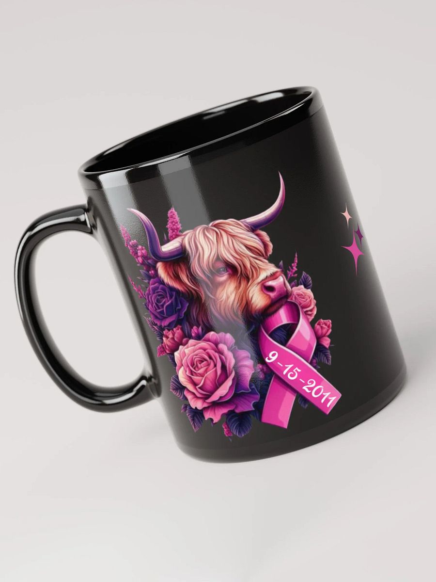 Highland Cow Blooms Breast Cancer Awareness Mug product image (5)