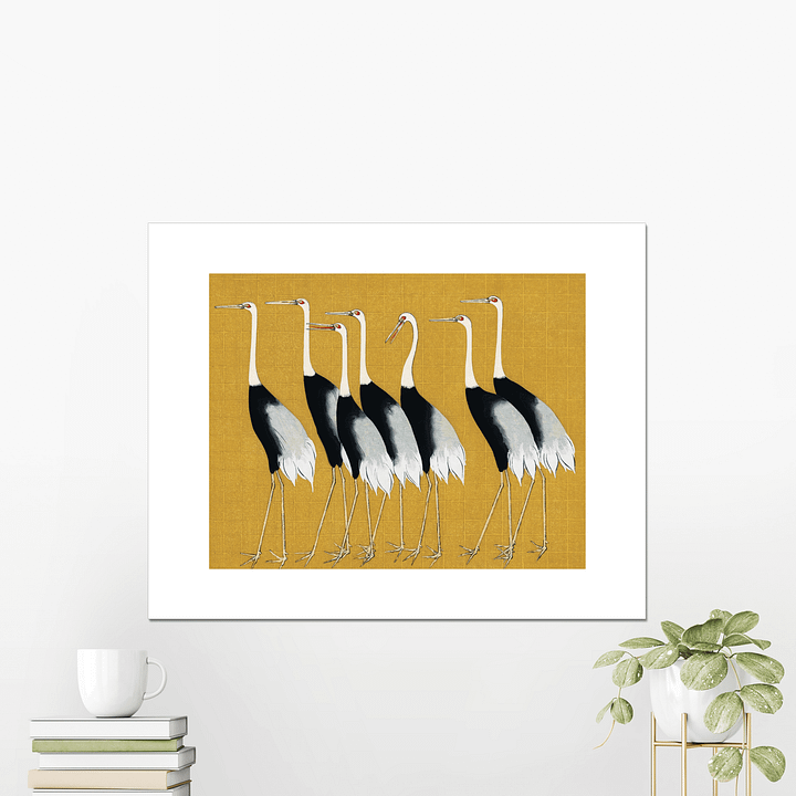 A Traditional Portrait of a Flock of Beautiful Japanese Red Crown Crane - Ogata Korin product image (2)