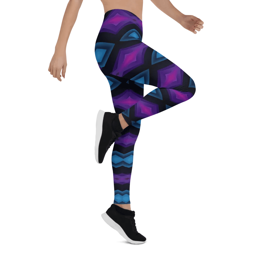 Purple & Blue Diamond Women's Leggings – Modern Geometric Design product image (2)