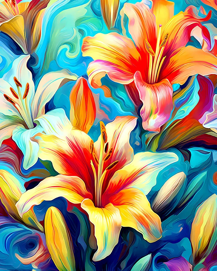 Abstract Lilies in Bloom | Colorful Flowers Modern Art Matte Poster product image (1)