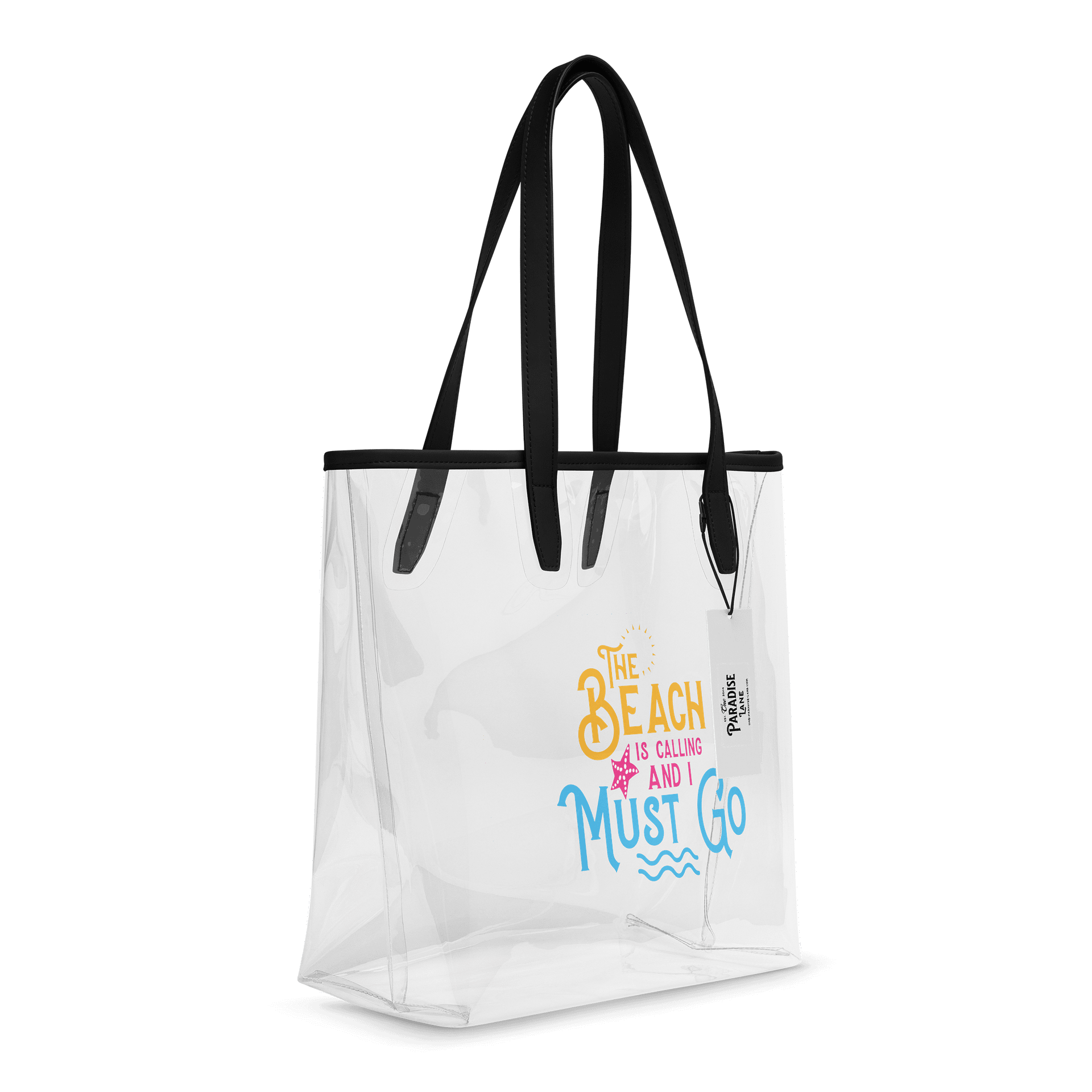 Clear Beach Tote – “The Beach Is Calling and I Must Go” product image (6)