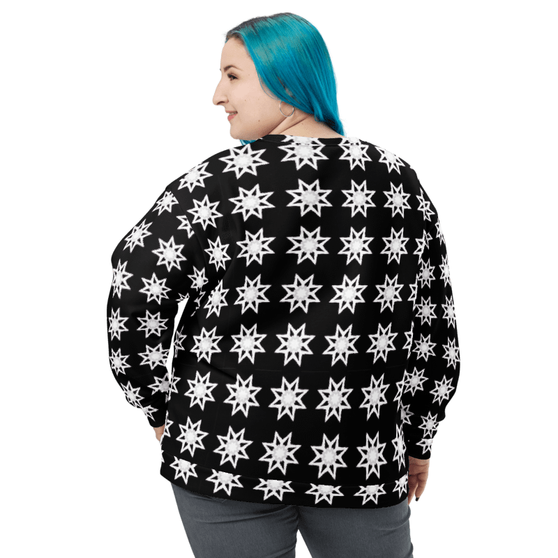 Abstract White Repeating Stars Unisex All Over Print Sweatshirt product image (10)