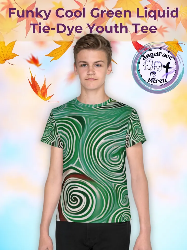 Funky Cool Green Liquid Tie-Dye Youth Crew Neck Tee product image (1)