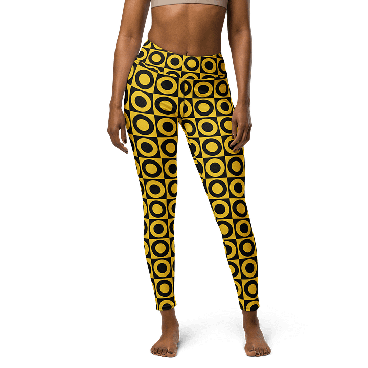 Retro Circles Leggings - Black and Yellow Geometric Pattern product image (1)