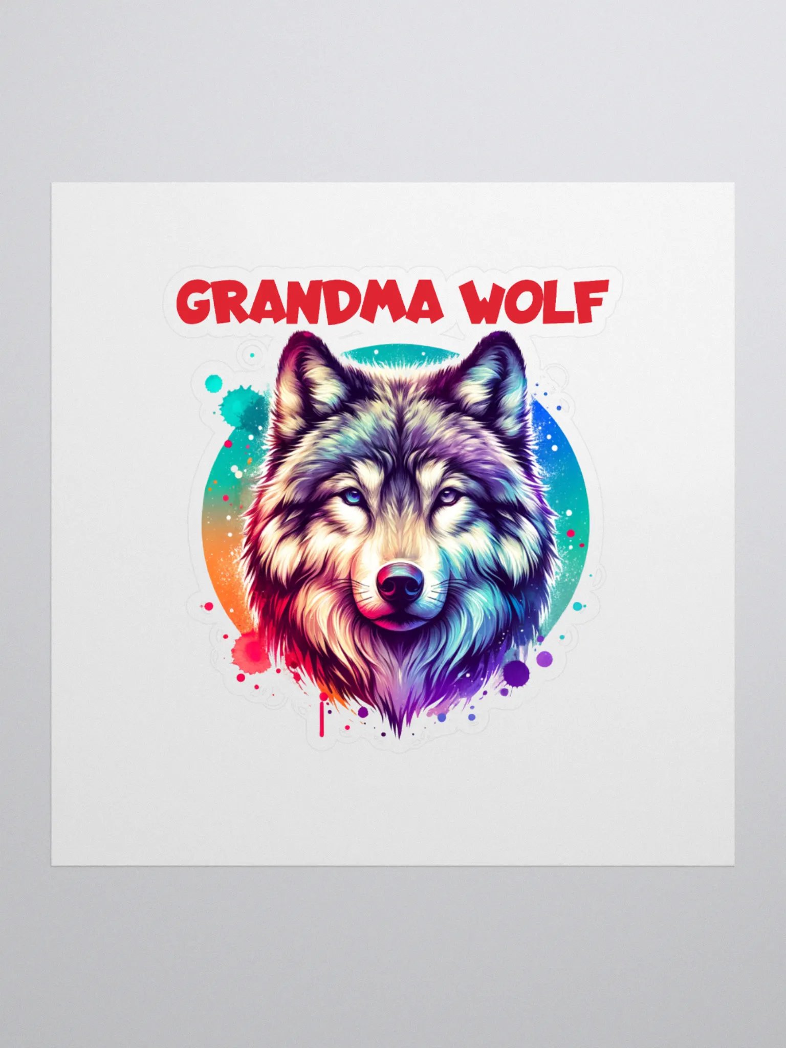 Vibrant Grandma Wolf Kiss Cut Stickers product image (1)