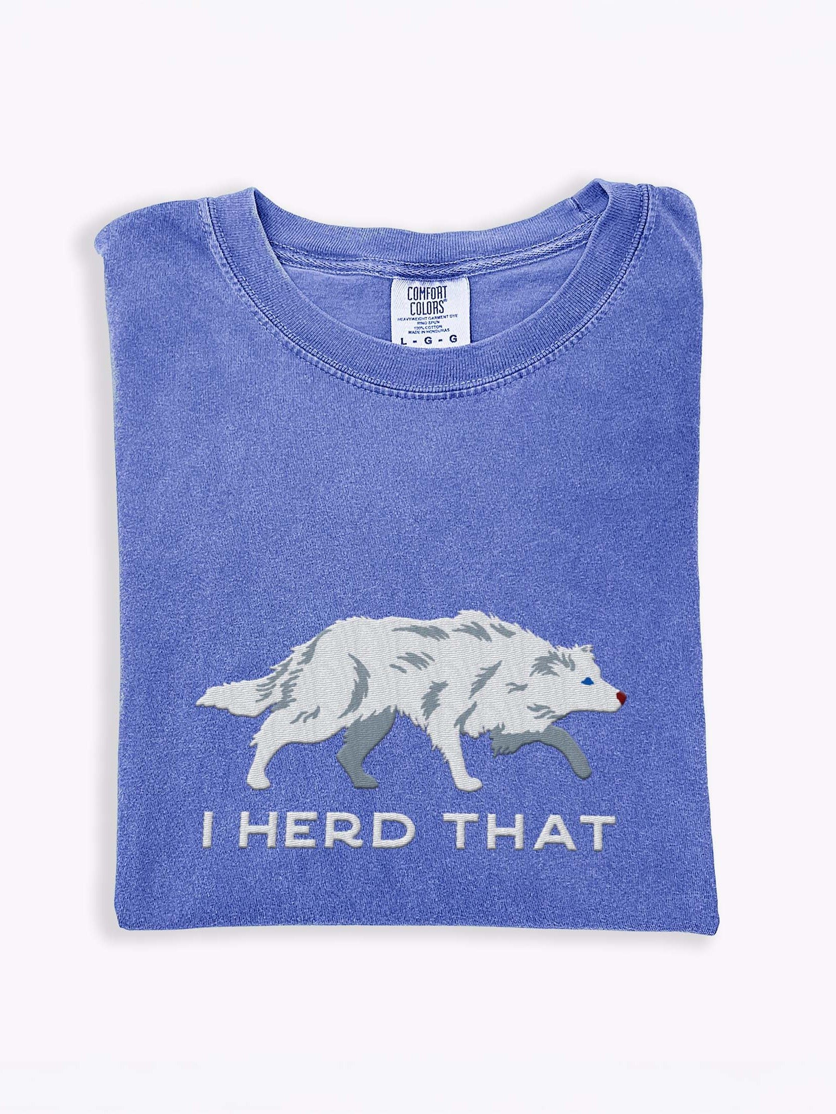 I Herd That T-Shirt(Embroidered) of a Border Collie(Double Merle) product image (1)