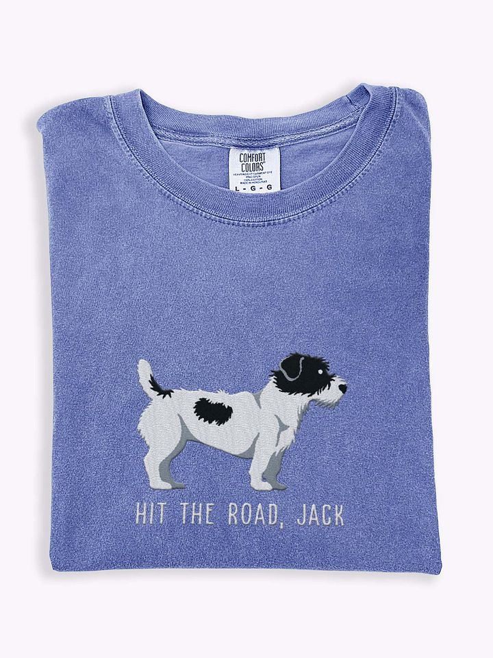 Hit the Road, Jack T-Shirt(Embroidered) of a Jack Russell Terrier(Black& White, Rough Coat) product image (1)