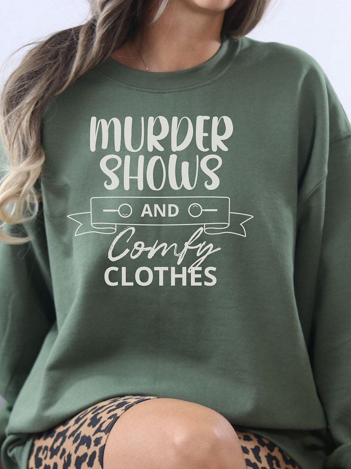 Murder Shows and Comfy Clothes Halloween Sweatshirt - Dark product image (1)