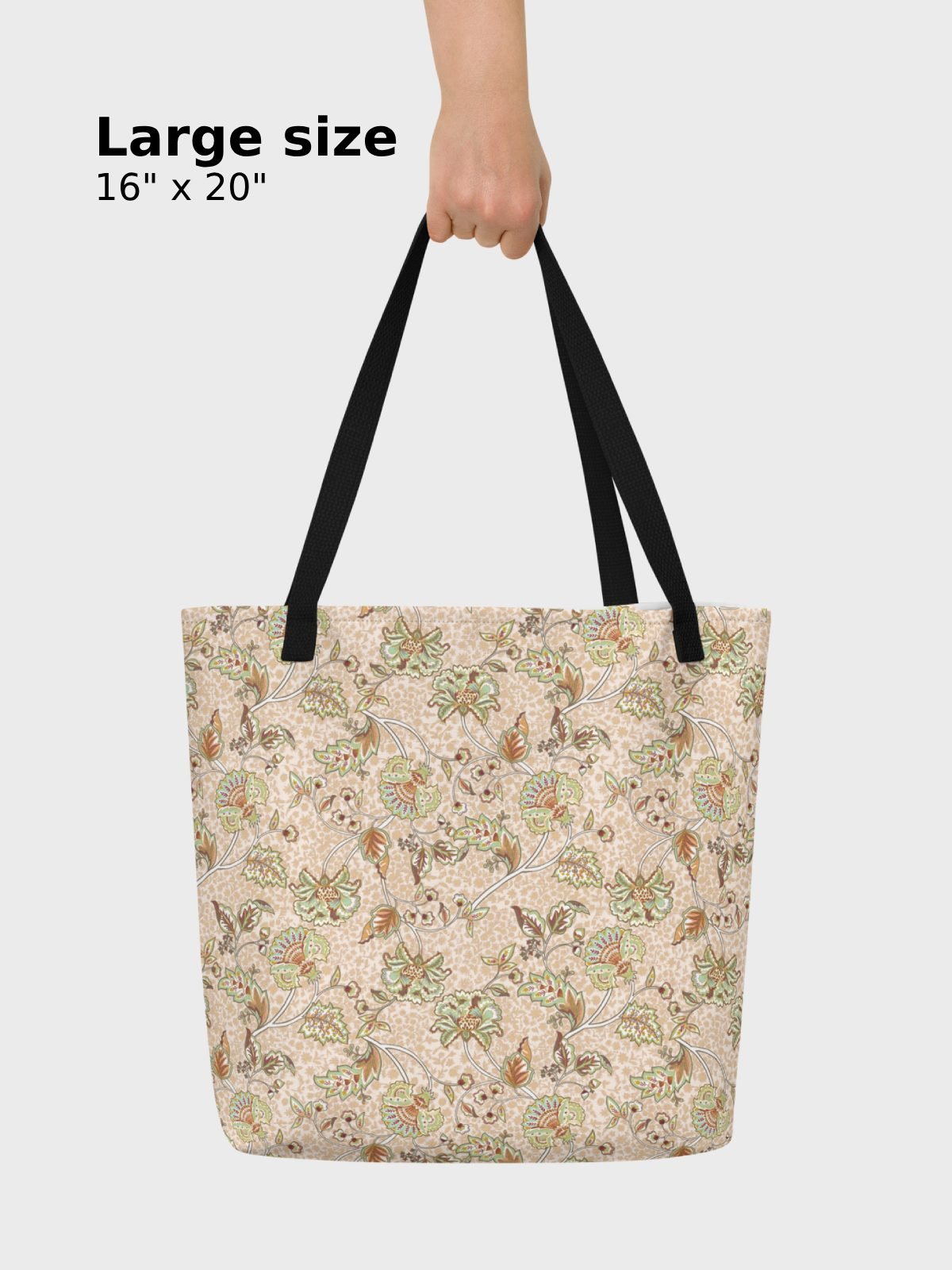 Large Tote Bag "Elegant Neutral Beige Chintz" product image (3)