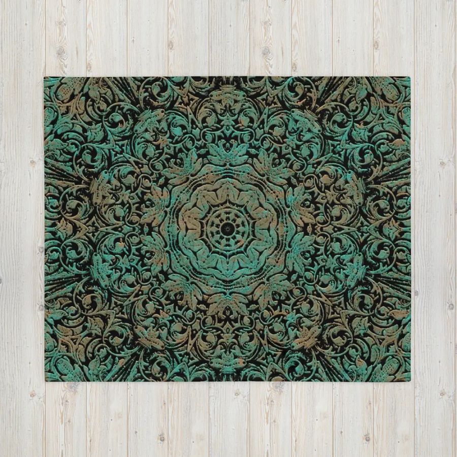 Copper Patina Floral Pattern Throw Blanket product image (16)