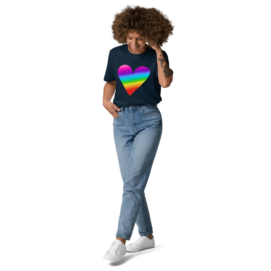 Rainbow Heart Stanley/Stella Organic Cotton T-Shirt product image (173)