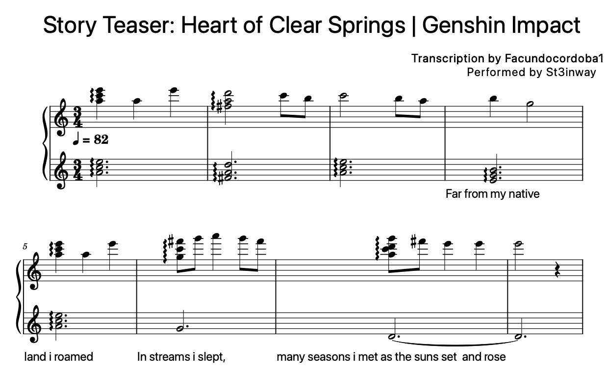 Story Teaser: Heart of Clear Springs | Genshin Impact Piano product image (1)