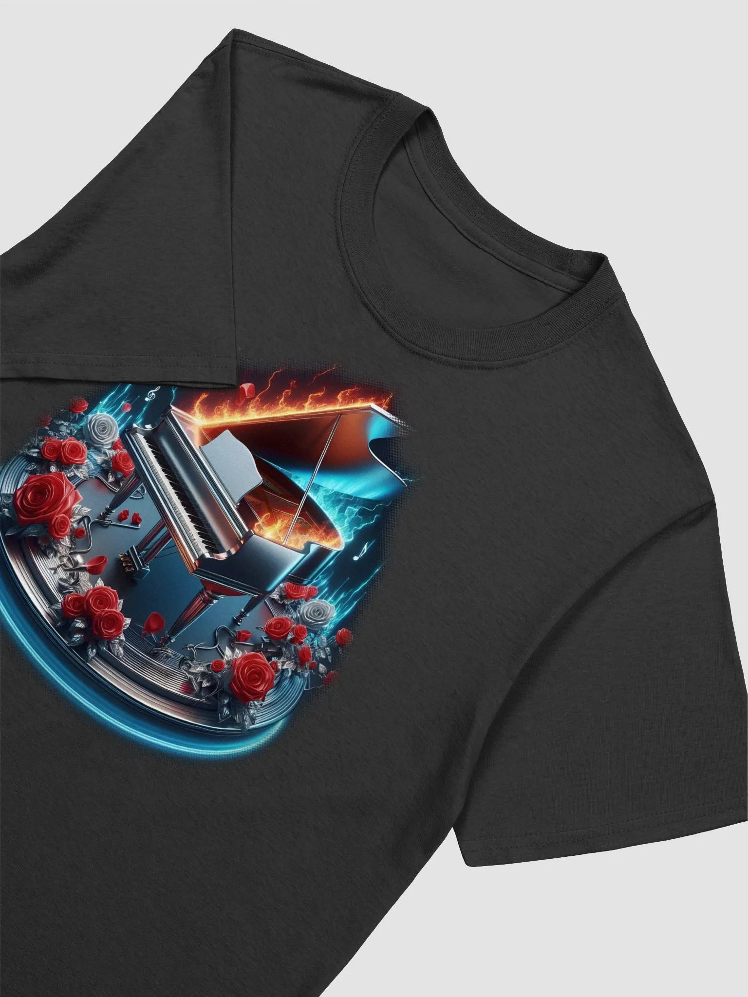 Flaming Piano Roses - Unisex Piano T-Shirt #21 product image (3)
