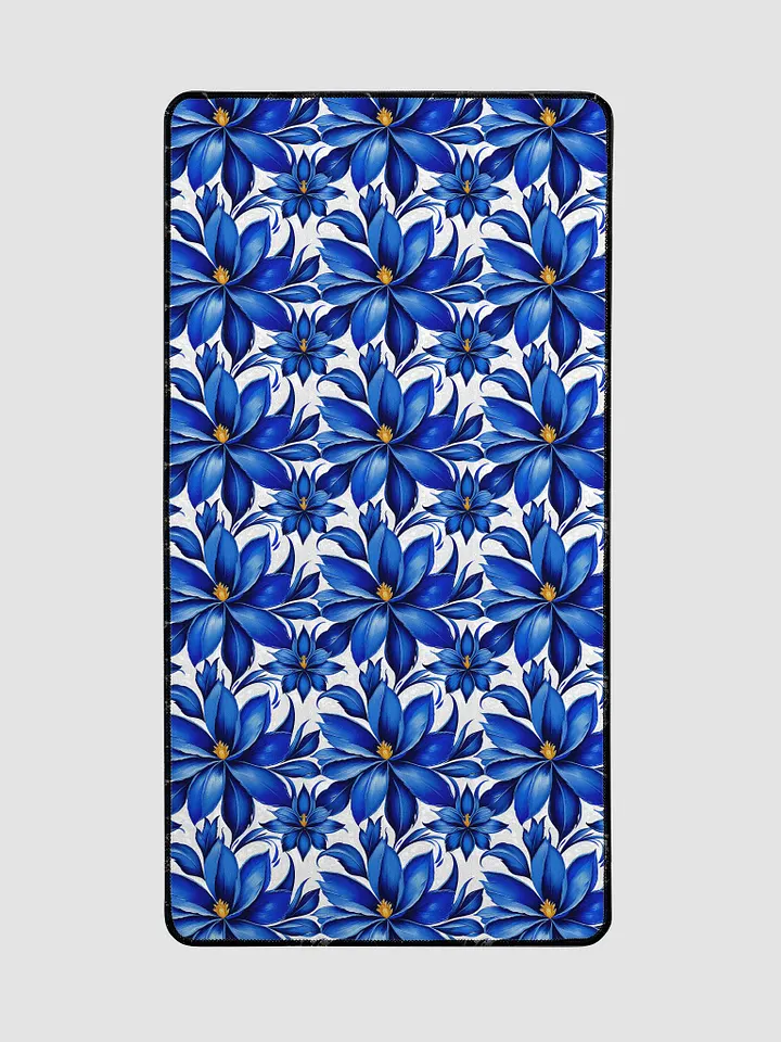 Desk Mat (31.5x15.5 inches) - Blue and White Floral Design 2 product image (2)
