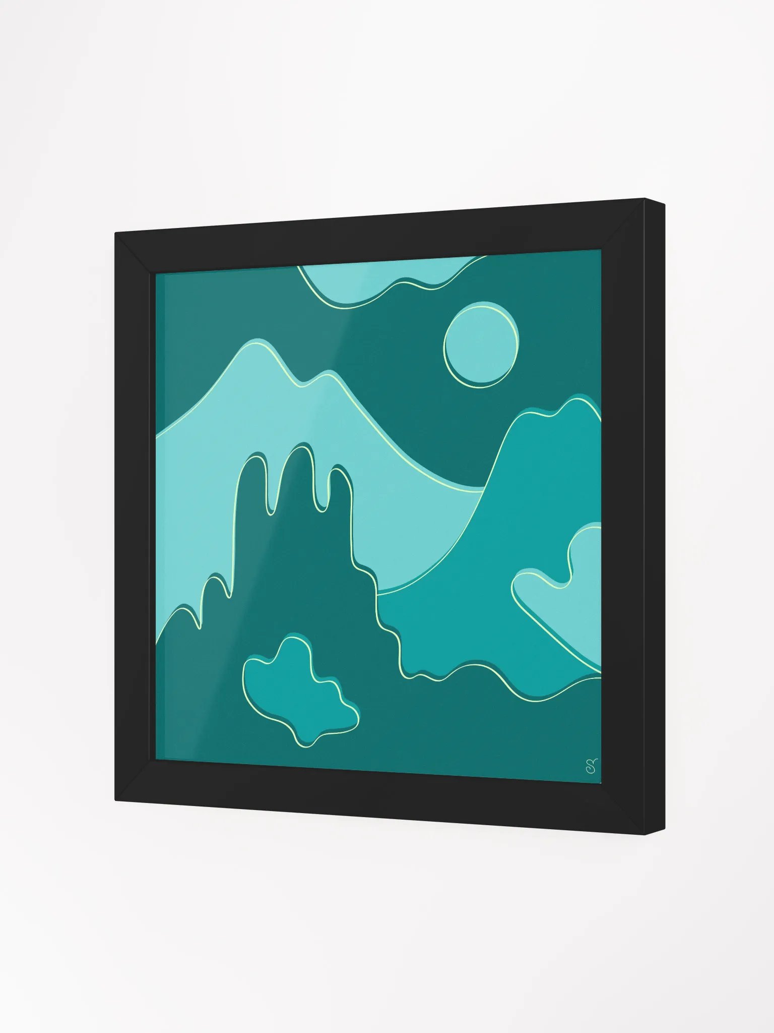 Teal Landscape Framed Matte Poster - Abstract Landscape No. 2 product image (24)