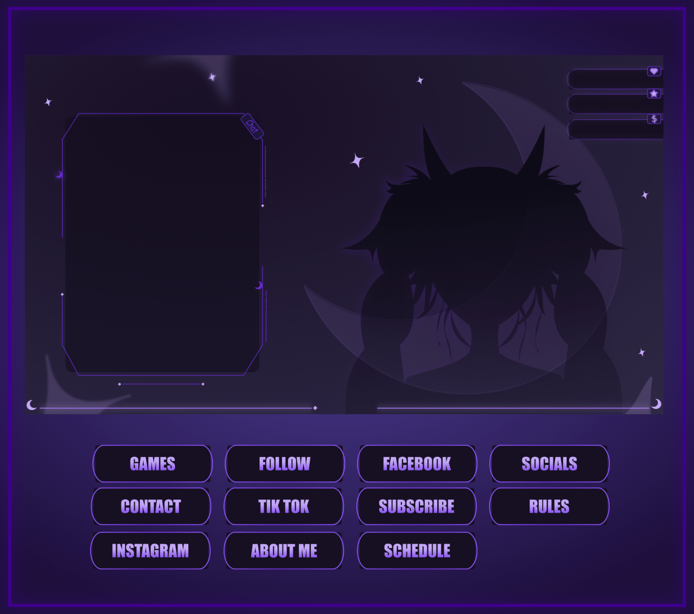 GOTHIC VTUBER STREAM OVERLAY ANIMATED - VTUBER PACK ANIMATED - GOTHIC CELESTIAL STREAM OVERLAY ANIMATED product image (2)