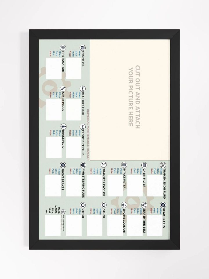 Universal Maintenance Tracker - Framed product image (2)