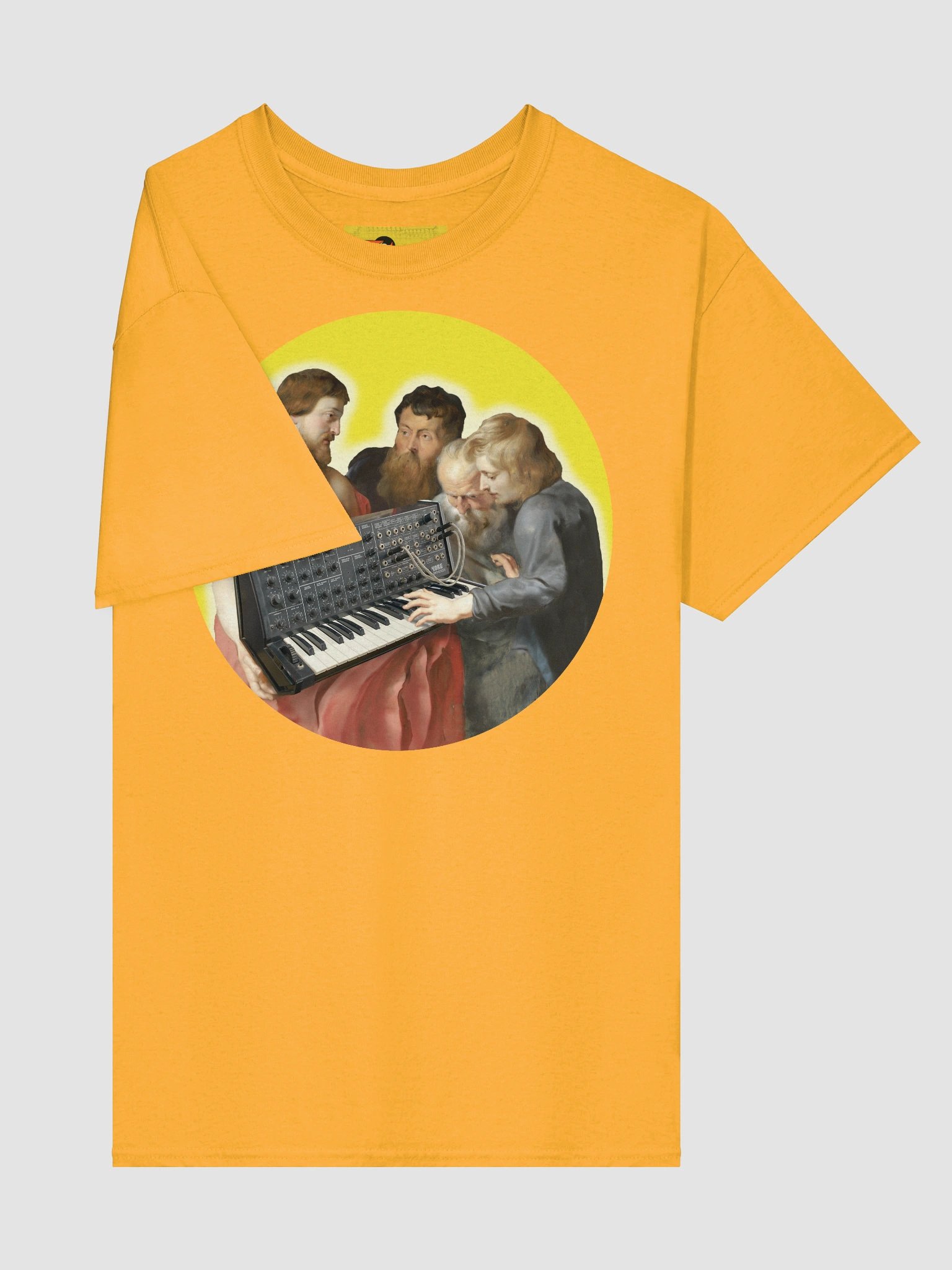 He died for our synths, by Frank Fonik (Japanese Korg MS 20), Techno EDM Unisex t-shirt product image (5)