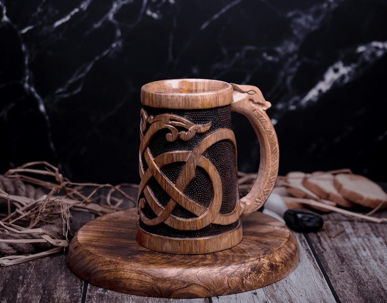 Premium Handcrafted Wooden Viking Beer Mug | 100% Authentic Norse Tankard for Ale, Mead & Glory product image (6)