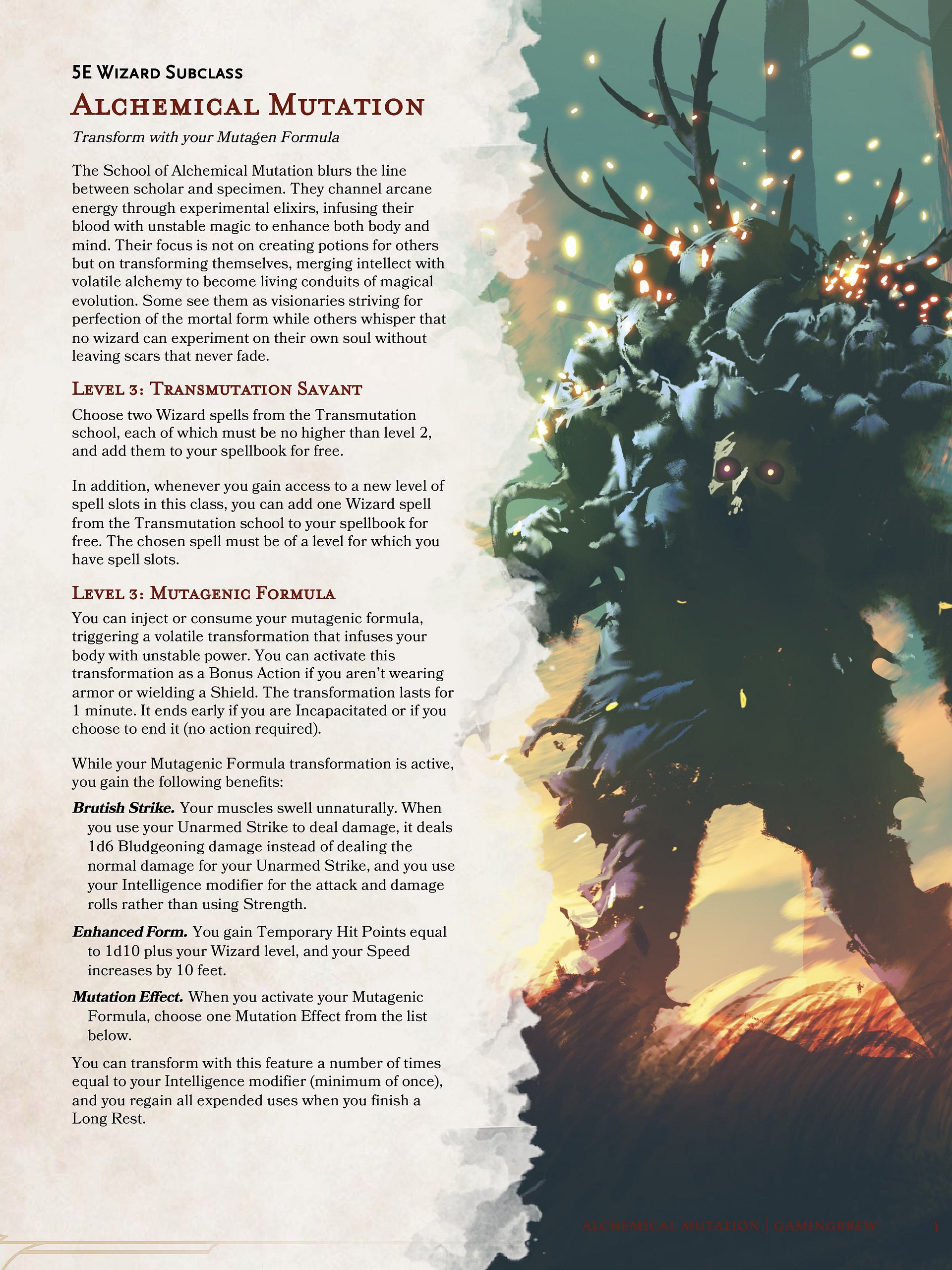 Alchemical Mutation | 5E 24 Wizard Subclass product image (2)