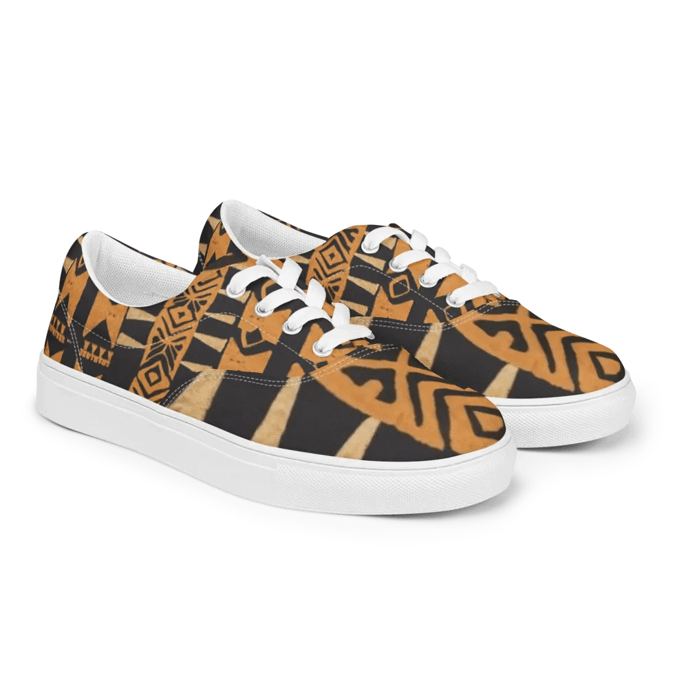 Men's African-Inspired Brown/Black Lace-up Canvas Shoes product image (10)