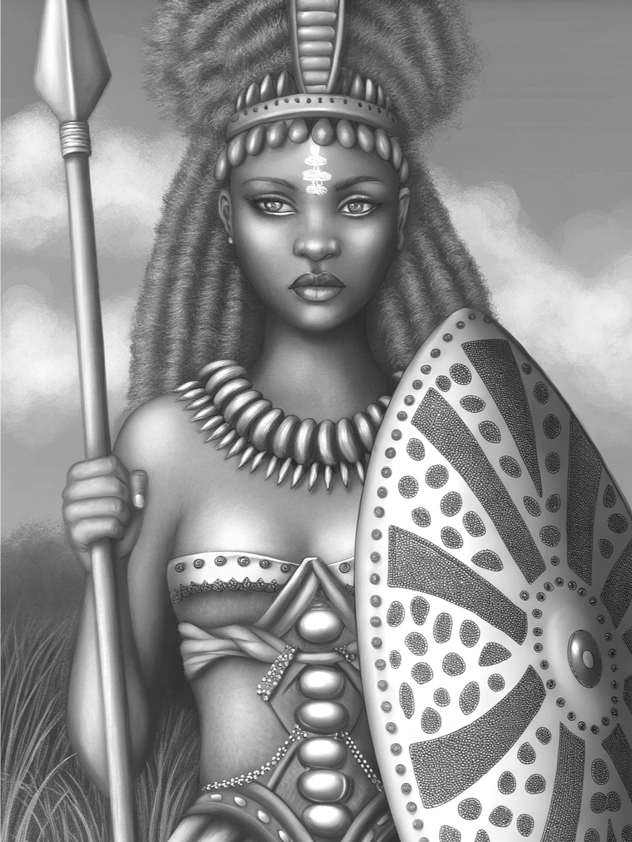 Grace and Strength The Beauty of African Women in Art -Warrior Goddess (Coloring E-book) product image (3)