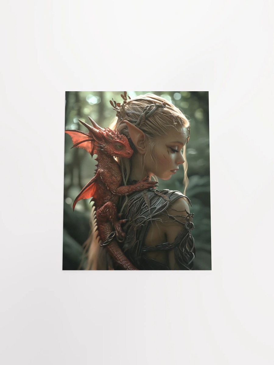 Young elf with her small dragon on the back - Poster product image (20)