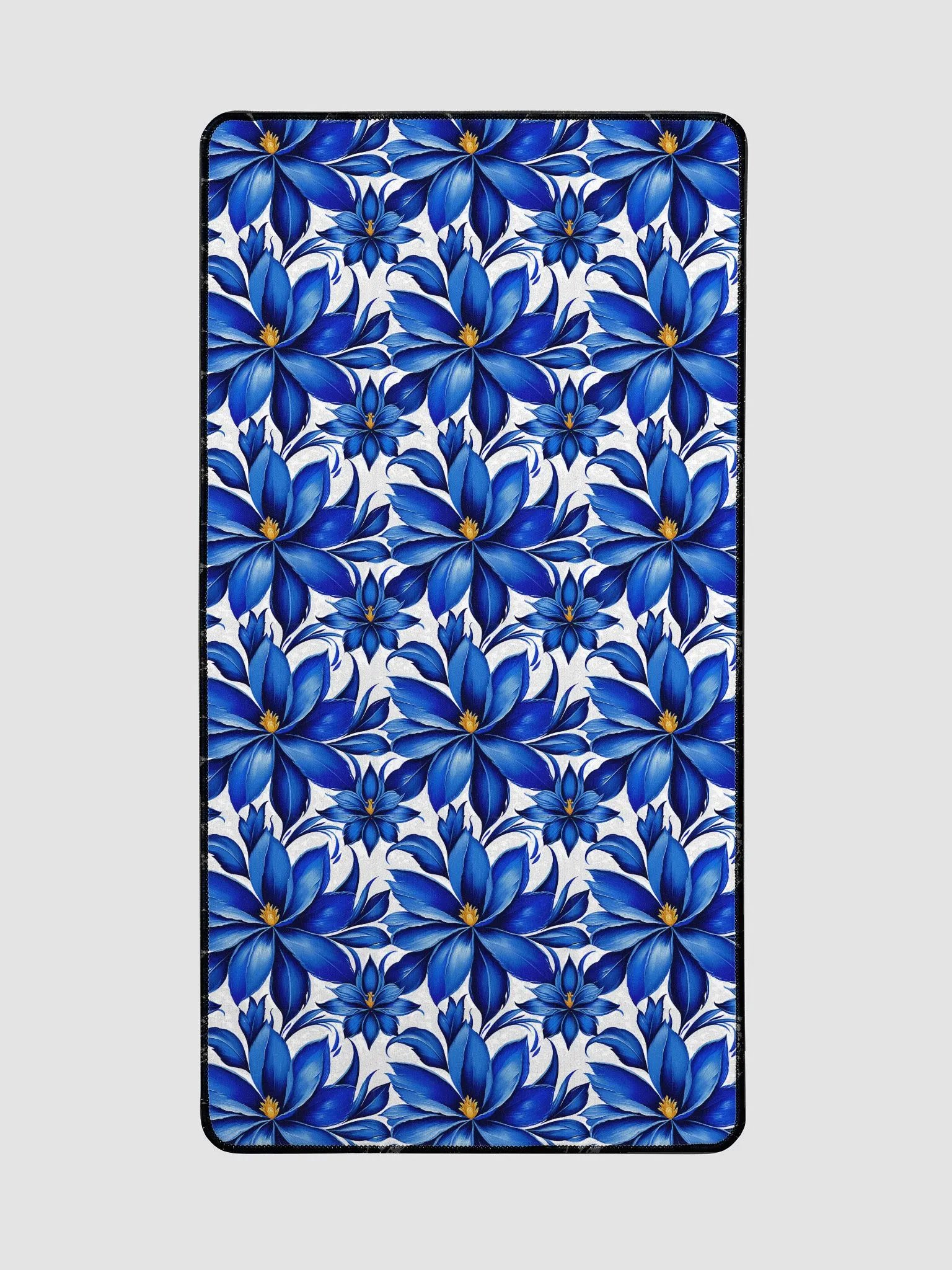 Desk Mat (31.5x15.5 inches) - Blue and White Floral Design 2 product image (2)