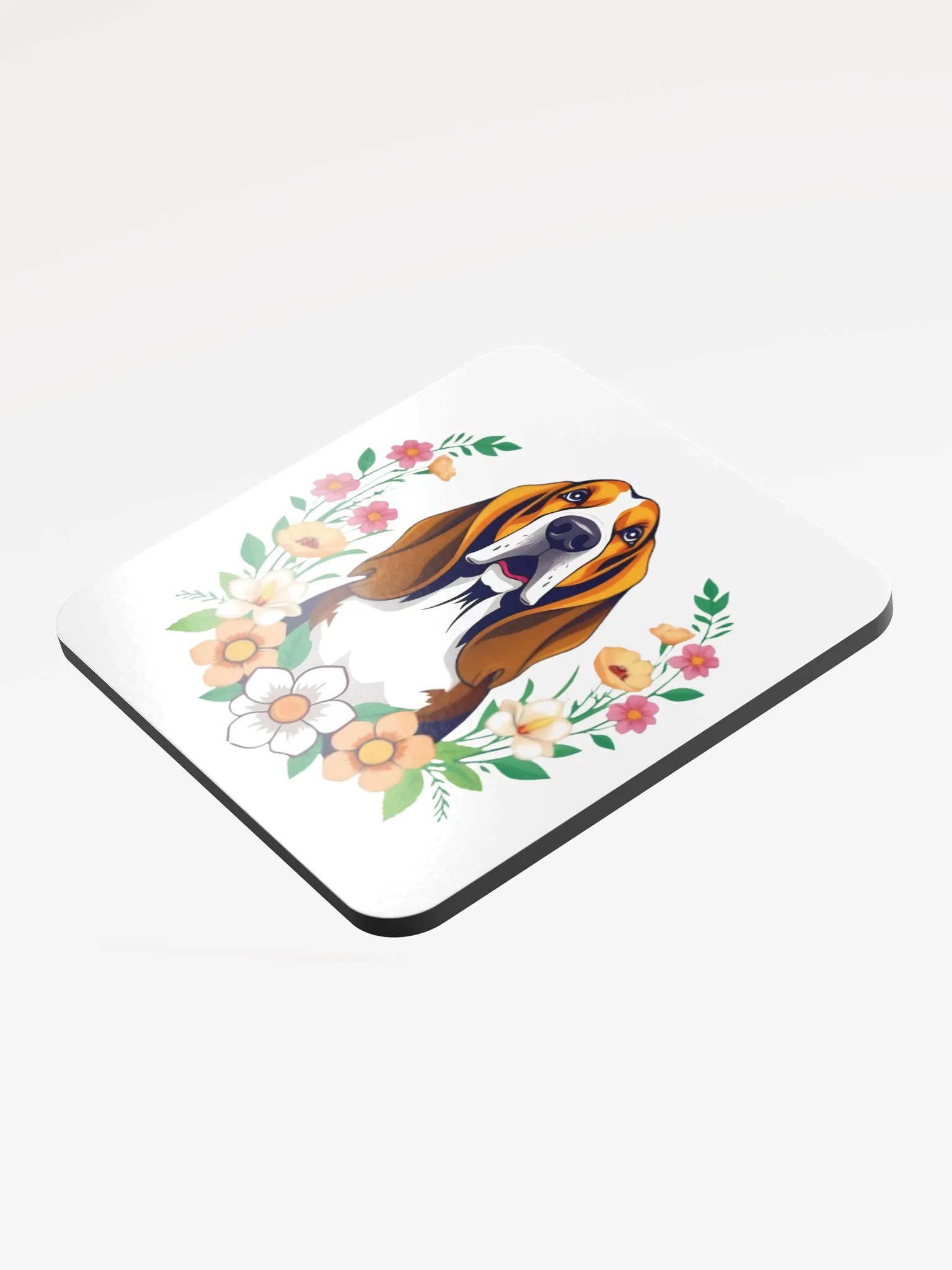 Floral Basset Hound Cork Coaster product image (3)