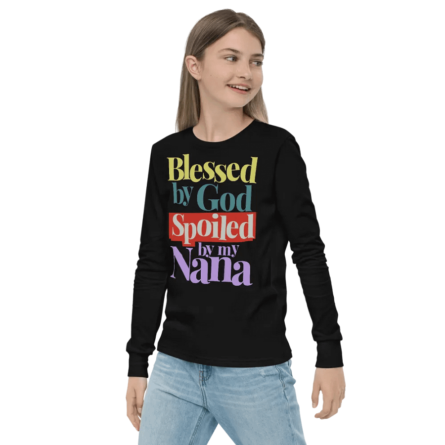 Blessed by God, Spoiled by My Nana Kids Long Sleeve Tee product image (4)