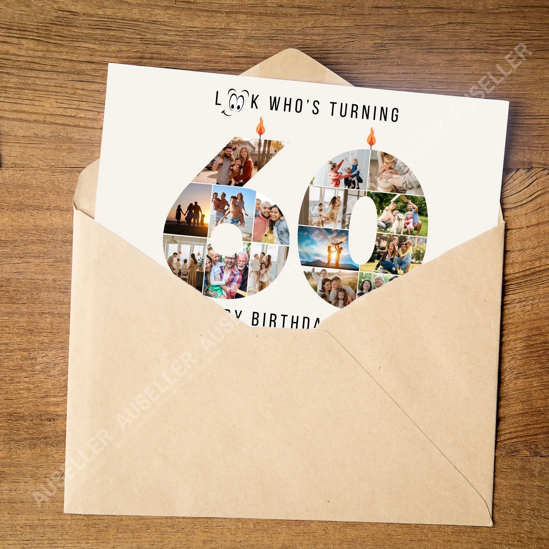 60th Birthday Number Photo Card Canva Template product image (2)