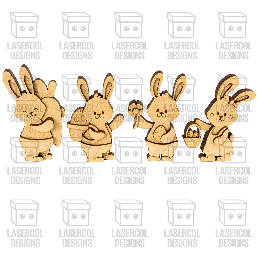 Cute Easter Bunny Figurines Set 1 - Laser Cut Files product image (6)