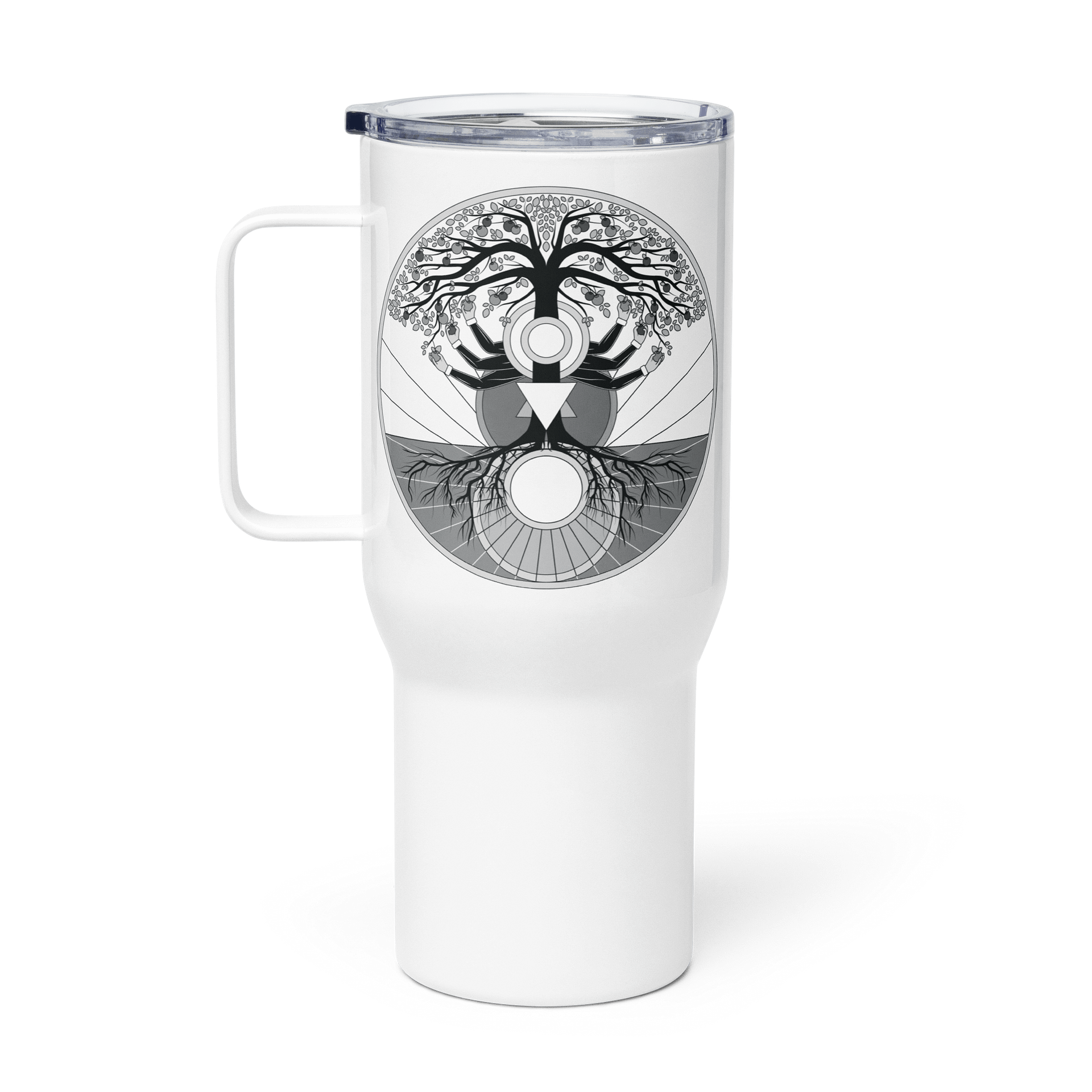 Stainless Steel Travel Mug with Handle - Tree of Psyche (Origional B&W) product image (1)