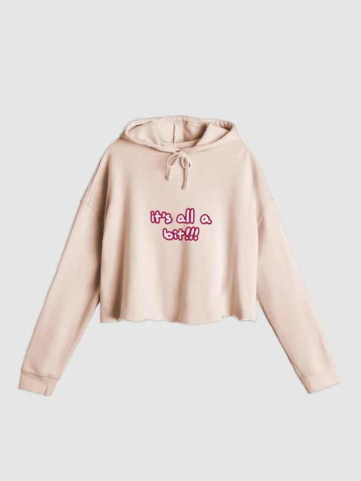 “It’s all a bit!!!” (sm. lined design, #A6073C) lightweight cropped hoodie product image (3)