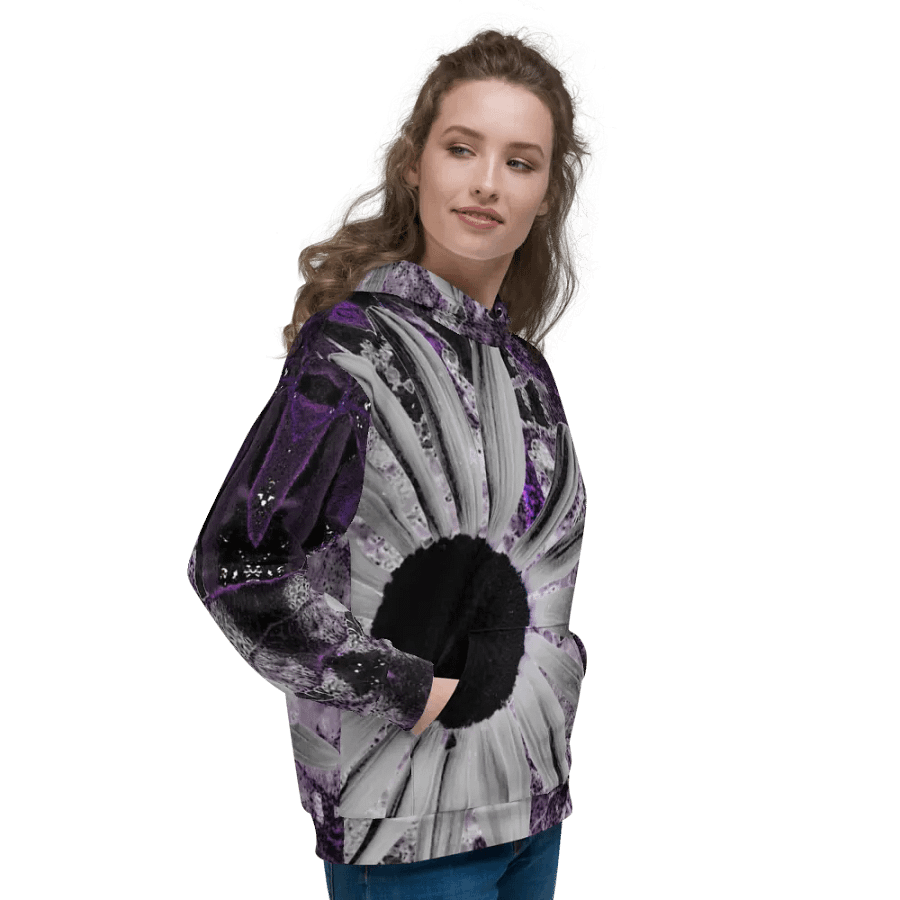 Abstract Dark Daisy Flower Unisex Pull Over Hoodie product image (3)