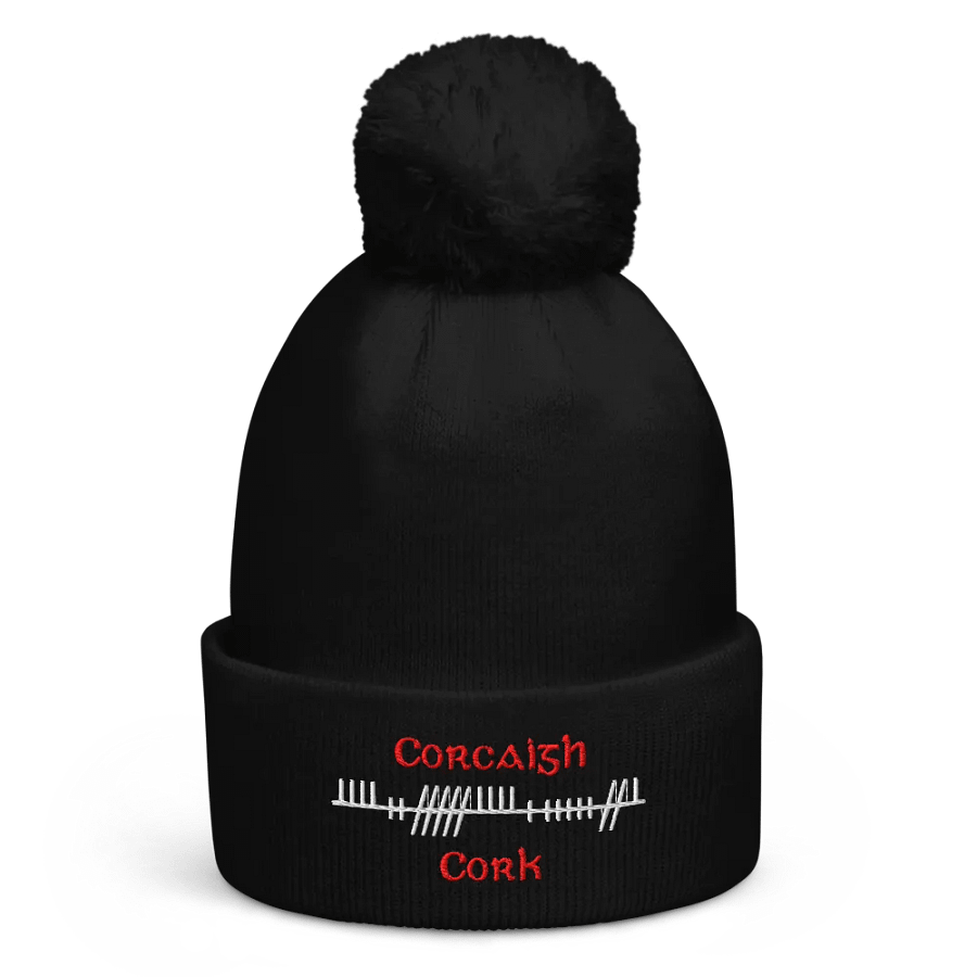 Cork/Corcaigh, Orthodox Style Ogham, embroidered Pom-Pom Beanie product image (1)
